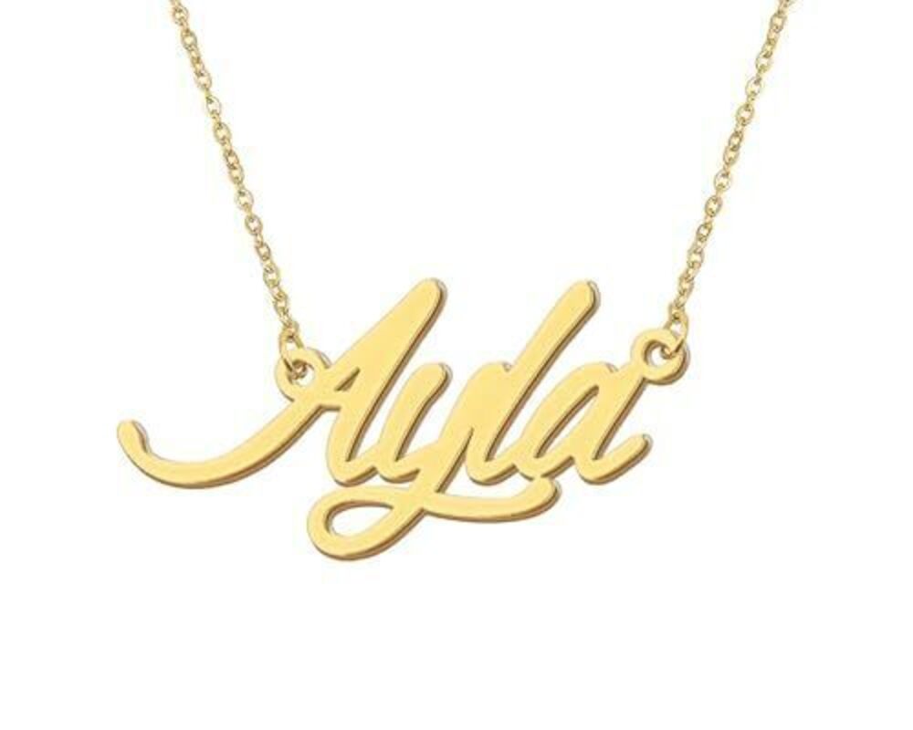 1415 18k Gold Plated Ayla Name Necklace Initial Nameplate Charm Necklaces